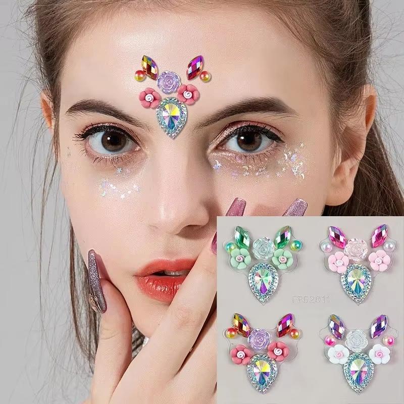 Body Jewelry Eyebrow - 3D Augen- und Gesichts-Rhinestone-Aufkleber Glänzende Selbstklebende
