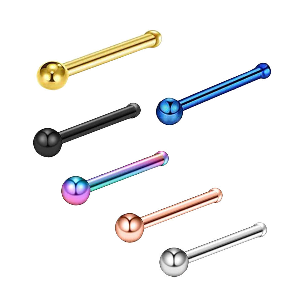 Body Jewelry For Sensitive Skin - 6 Stück Elegante Gerade Nasenstecker aus