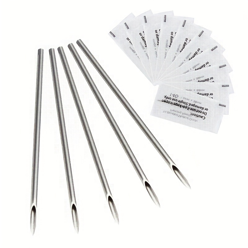 Body Jewelry Eyebrow - Sterile Einweg-Körperpiercing-Nadel, 0,8/1/1,2/1,4/1,6 mm, Edelstahl für