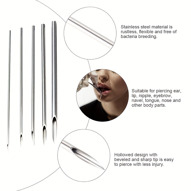 Body Jewelry Eyebrow - Sterile Einweg-Tattoo-Piercingnadeln 14/15/16/18/20G Hohle Piercingwerkzeuge für
