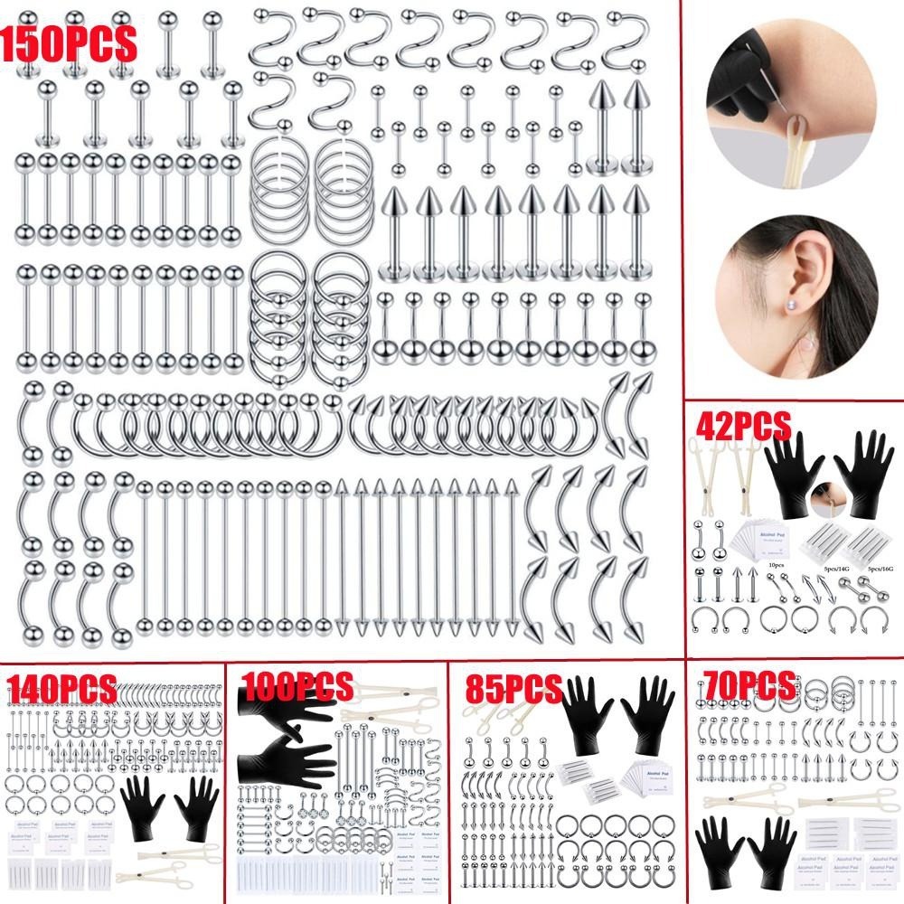 Body Jewelry Eyebrow - 150/140/85/70/42-teiliges Körperpiercing-Set Schmuckwerkzeug Bauch Zunge Augenbraue