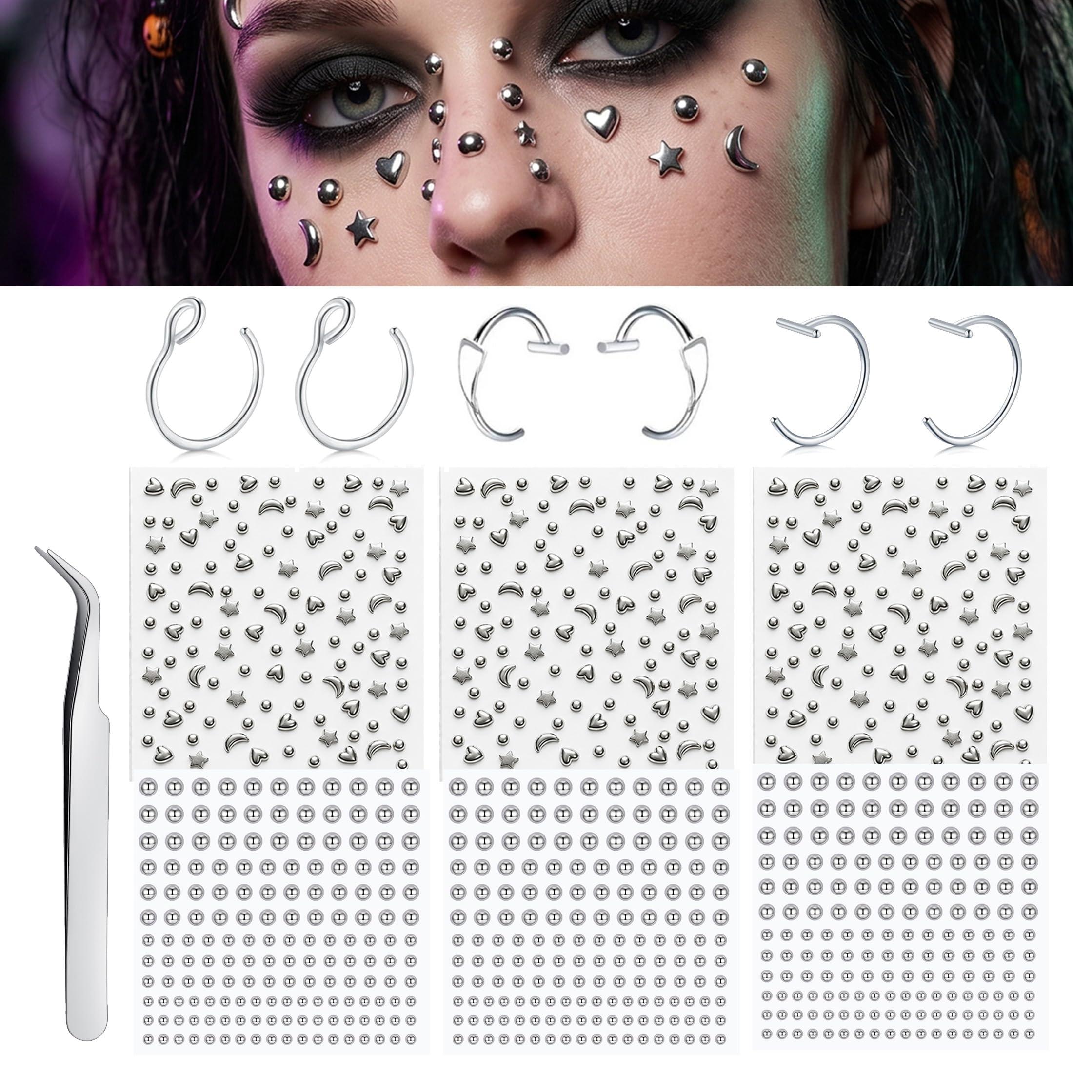 Body Jewelry Eyebrow - Künstliche Piercing-Kugeln zum Aufkleben, Nasenstecker, Fake