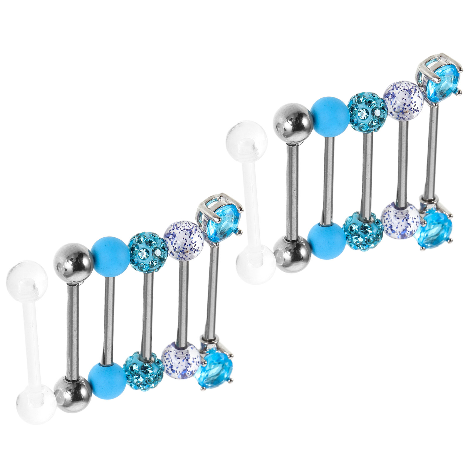 Body Jewelry For Sensitive Skin - 12 Stück Kristall-Zungenpiercings aus Edelstahl mit