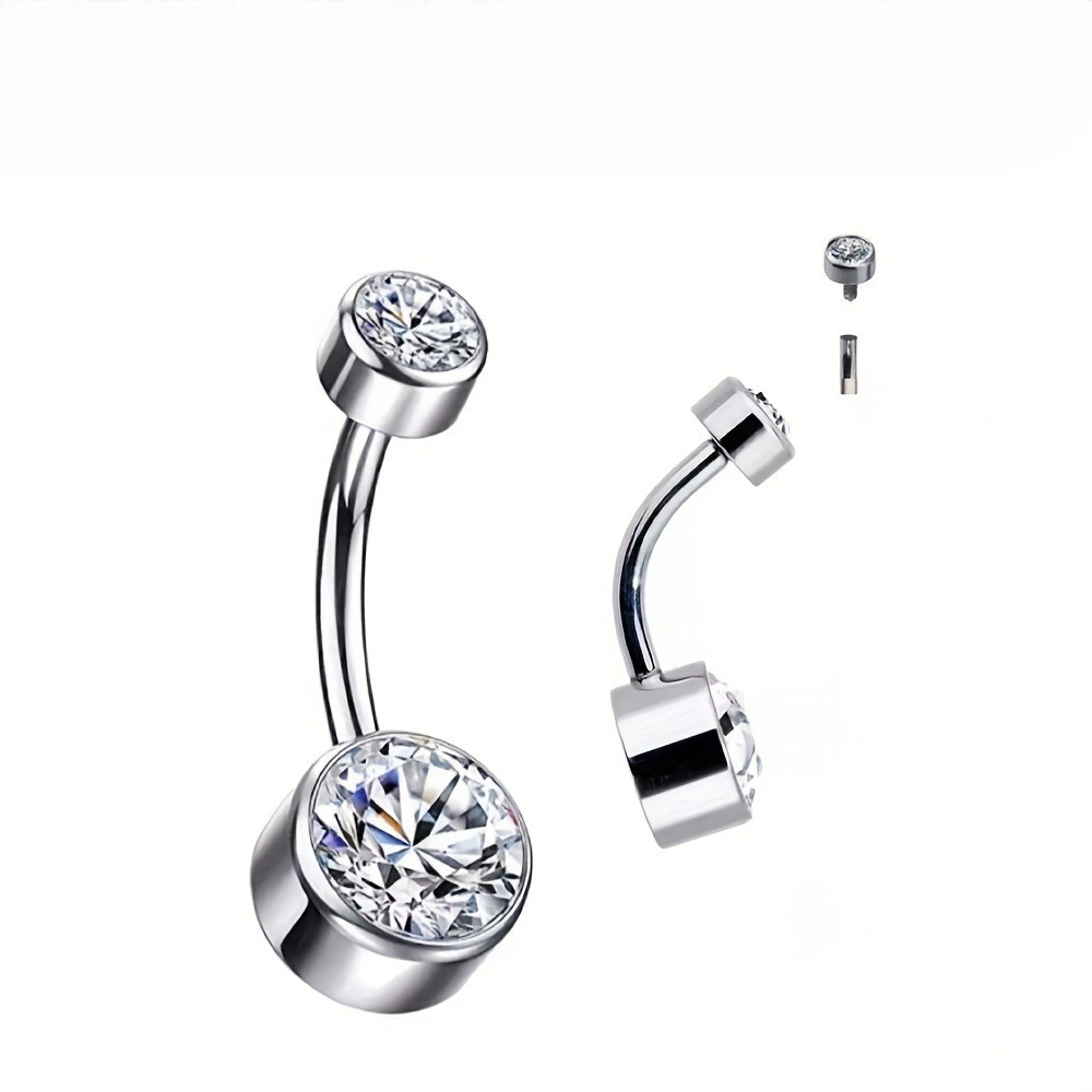 Body Jewelry For Sensitive Skin - 1 Stück Hypoallergener Edelstahl Zirkonia Bauchnabelpiercing