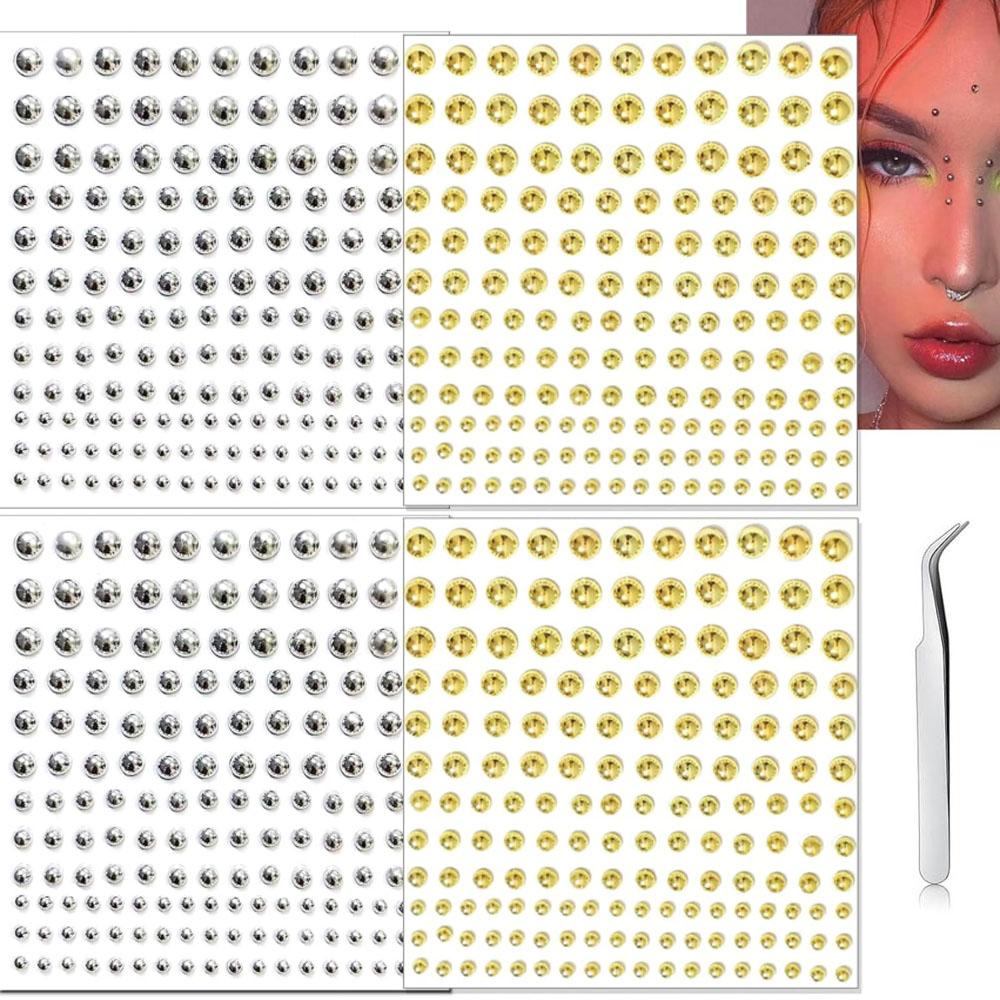 Body Jewelry Eyebrow - 661-teiliges Set: Selbstklebende Gesichts- und Lippenpiercings,