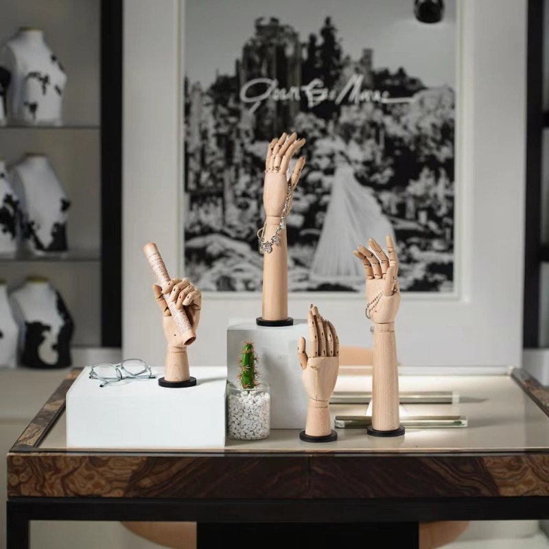 Body Jewelry Store - Handschaufensterpuppenständer aus massivem Holz für Schmuck,