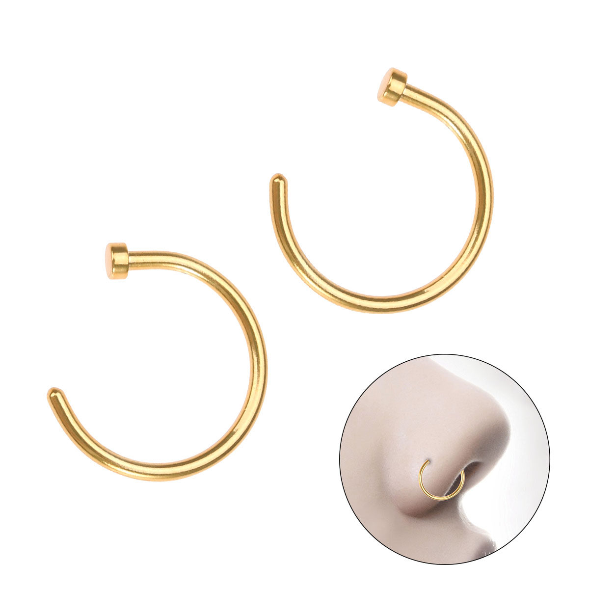 2 Stück glatt polierte Nasenri – Body Jewelry For Sensitive Skin Bewertung und Preis
